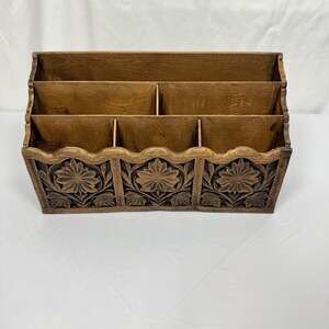 Vintage 1970s Lerner Faux Wood Celluloid Tabletop Letter File Mail Office/Desk O
